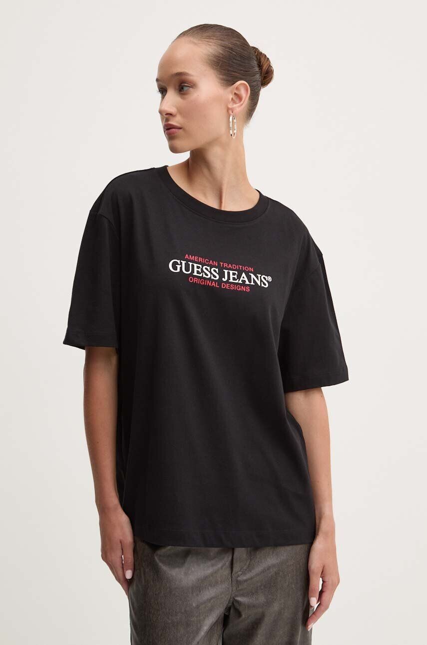 

Хлопковая футболка Guess Jeans, черный