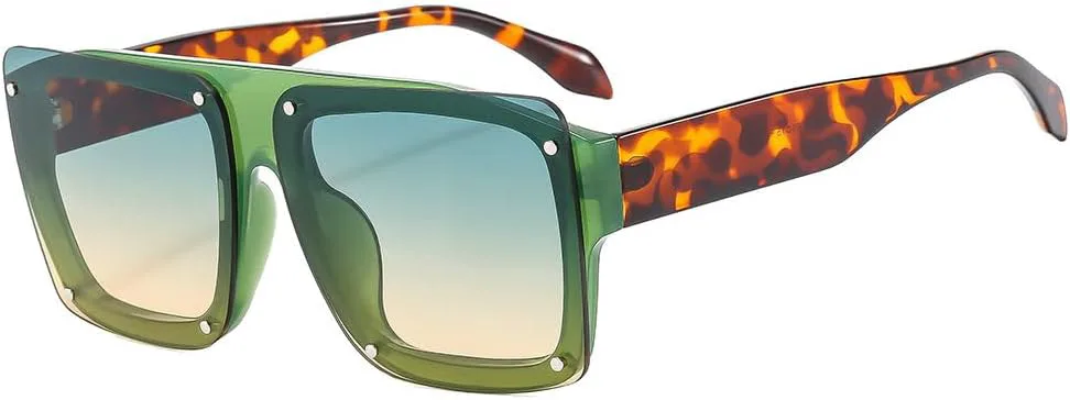 

Модные повседневные солнцезащитные очки для женщин и мужчин в стиле ретро с заклепками, роскошные солнцезащитные очки с линзами UV400 TKKTLLT, Green Green Tea