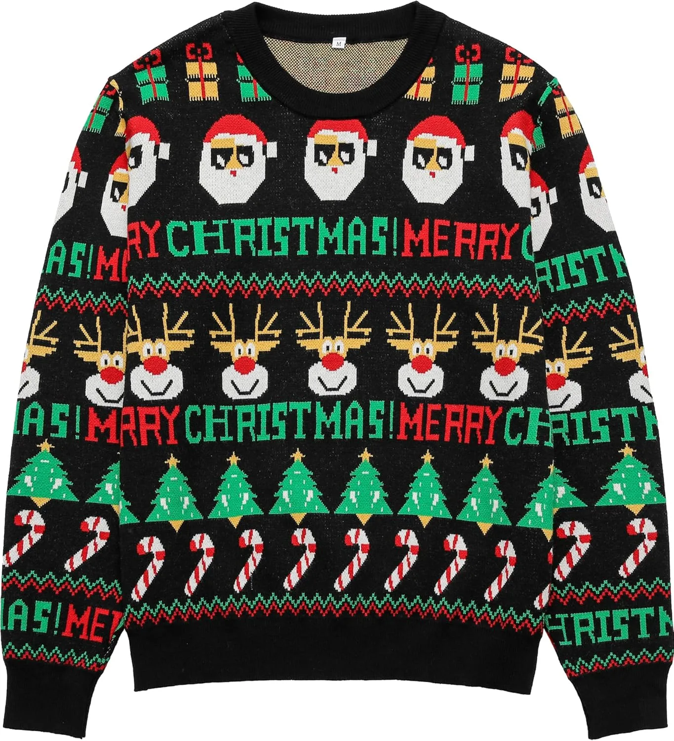 

Унисекс свитер с новогодним принтом, длинный рукав, воротник-гольф Hrxcrzco