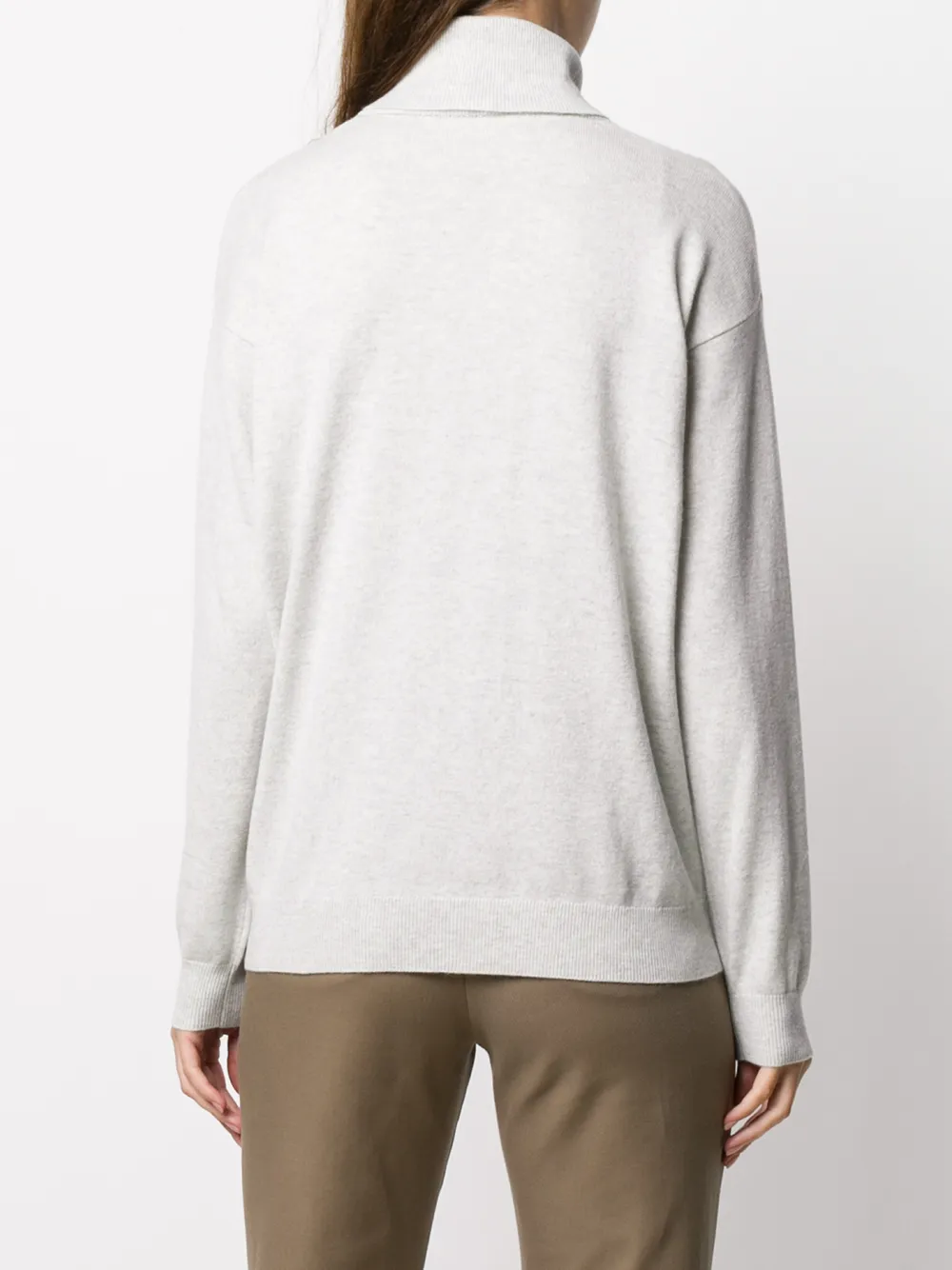 Кашемировый джемпер с воротником-стойкой Brunello Cucinelli, серый — фото 4