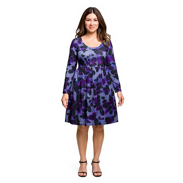 

Платье миди с завышенной талией и длинными рукавами Plus size 24Seven Comfort Apparel