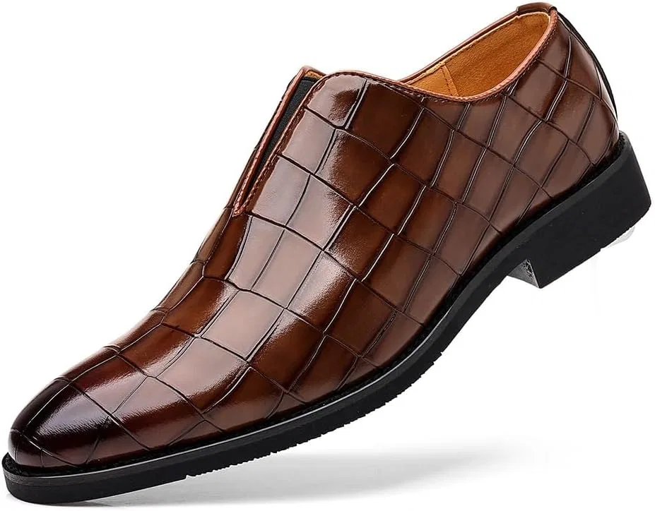 Лоферы крокодиловая кожа, Men's, Crocodile Print Loafers, темно-коричневый DAO-UPPSE