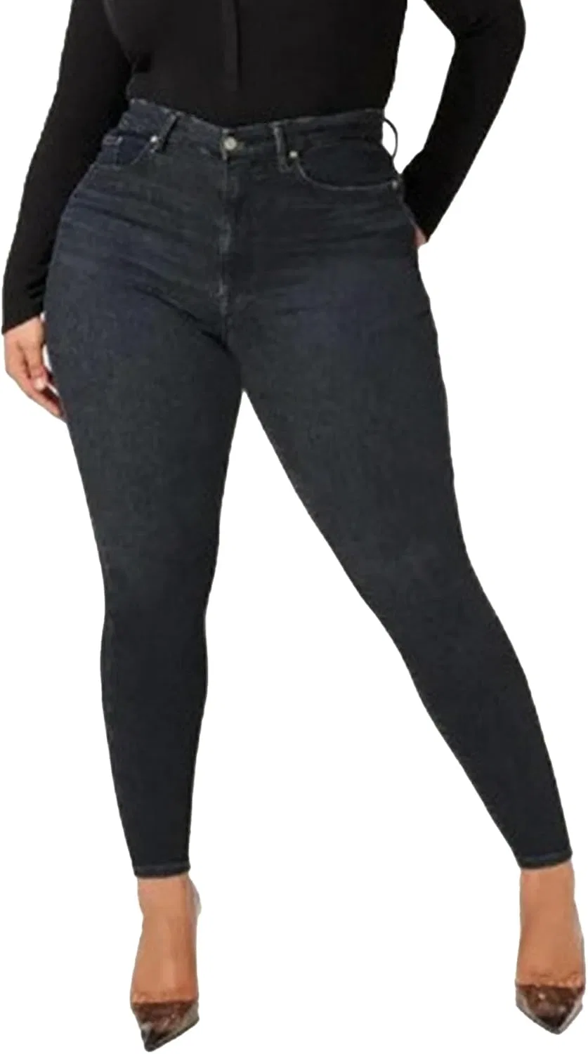Джинсы скинни с потертостями, plus size, Black 01 generic