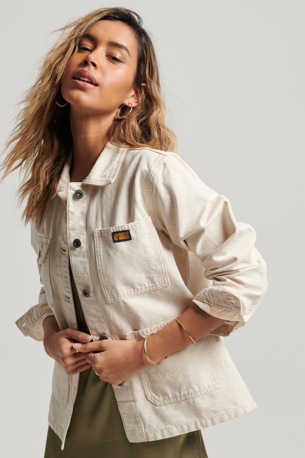 

Хлопковая винтажная куртка для работы по дому Superdry, бежевый