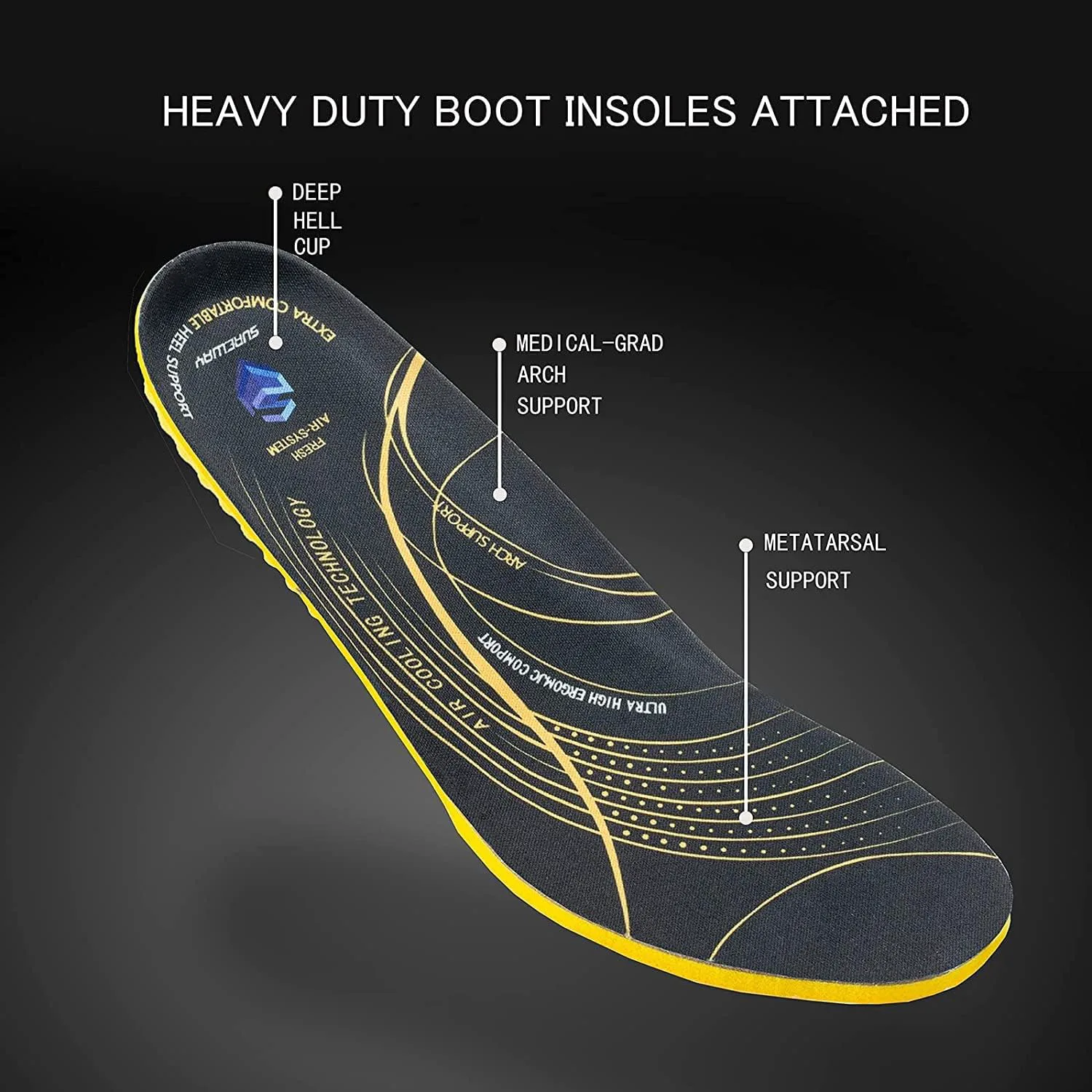 

Рабочие ботинки без шнурков SUREWAY для мужчин, улучшенные против скольжения/водоотталкивающие, защита от электричества, рабочие ботинки/обувь для пожарных и механиков, черный