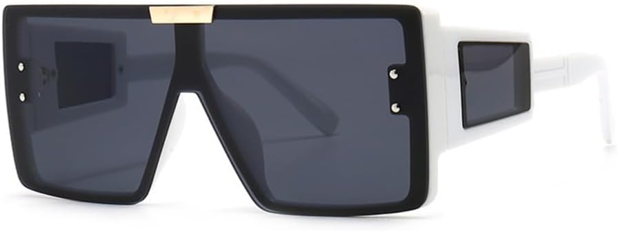 

Современные солнцезащитные очки LVTFCO Fashion Oversized Square для женщин и мужчин в ретро-оправе с сиамской рамкой. Модный товар. Защита от УФ-излучения UV400, Whita Black