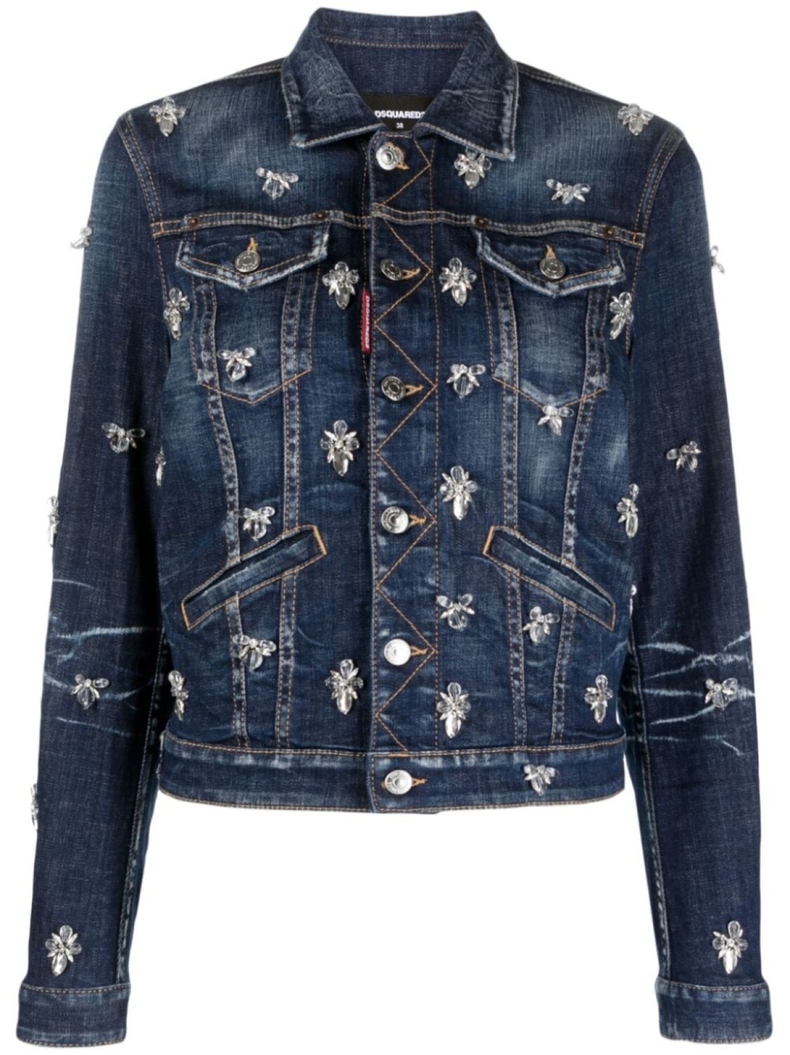 

Dsquared2 укороченная джинсовая куртка с кристаллами, синий