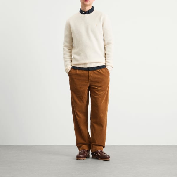 Вязаный джемпер из шерсти шетландской породы с начесом Polo Ralph Lauren, кремовый tonal — фото 4