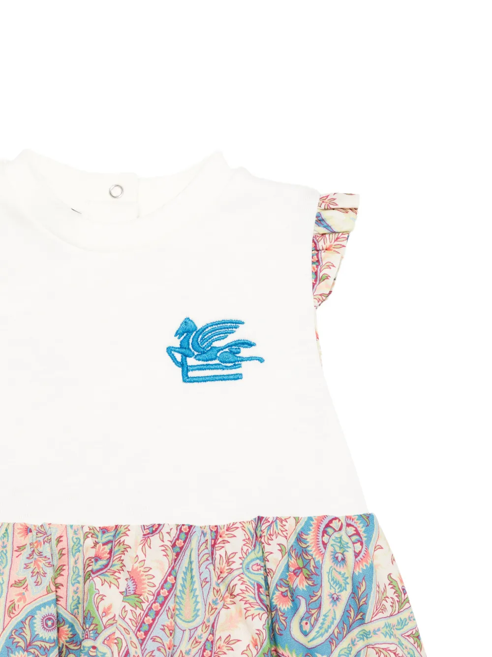 Платье с рюшами и принтом "пейсли" Etro Kids, бежевый — фото 3