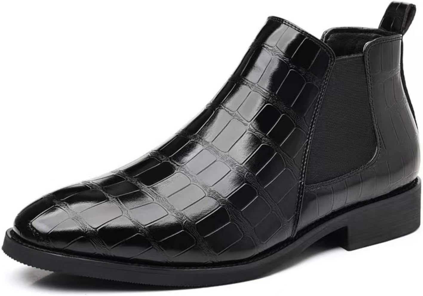 

Мужские ботинки Chelsea Purubylley с крокодиловым тиснением, кожаные, деловые и повседневные, без шнурков, формальные мужские ботинки, черный