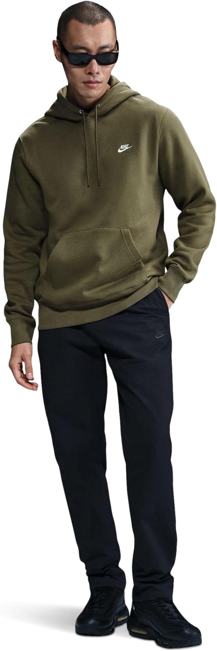 

Худи Nike Club Fleece Pullover Hoodie, цвет Medium Olive/Medium Olive/White