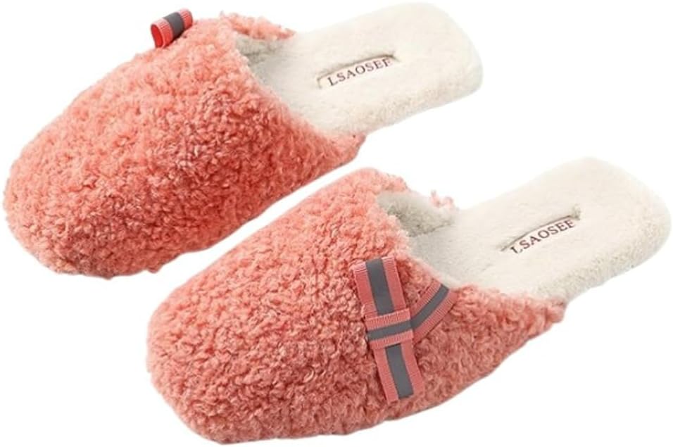 

Мягкие плюшевые тапочки с медвежьим мехом для женщин и мужчин, роскошные теплые зимние тапочки для дома и улицы Yafirgeer, розовый