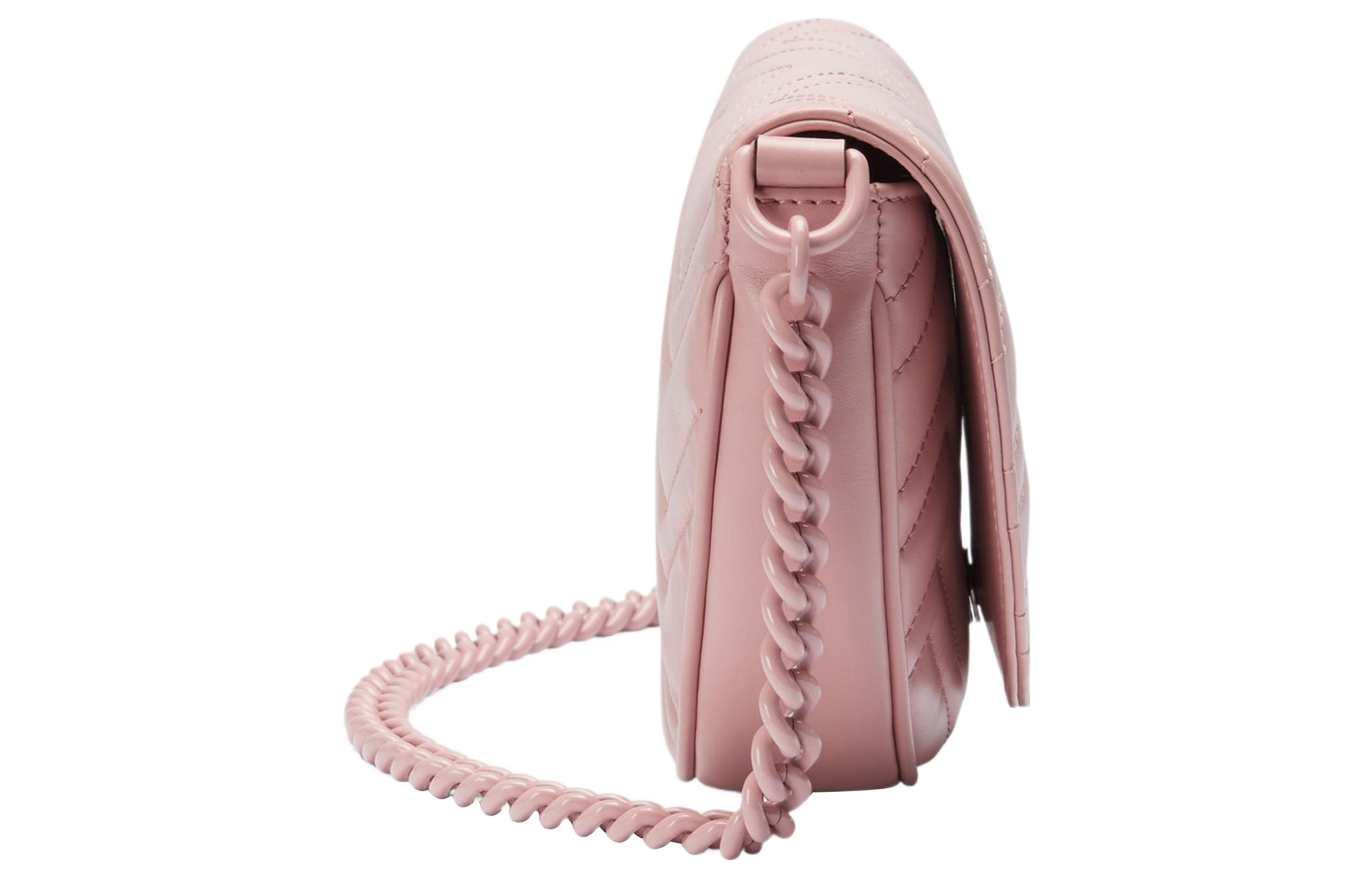 Женская кожаная сумка Gucci Marmont кроссбоди мини, розовая — фото 3