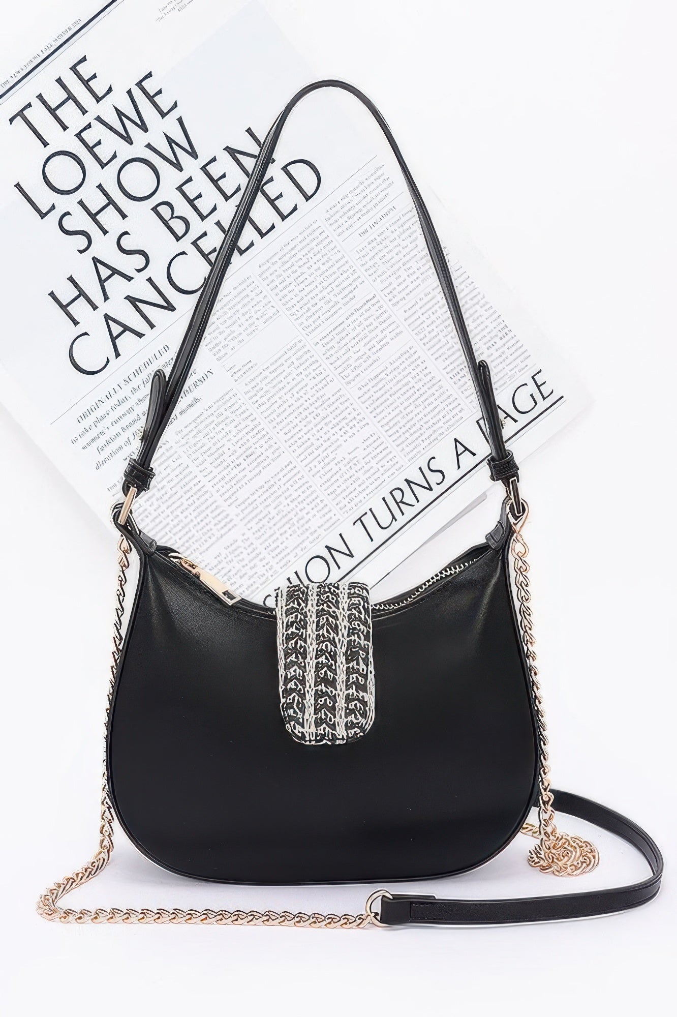 

Кожаная сумка хобо FASHNZFAB, черный