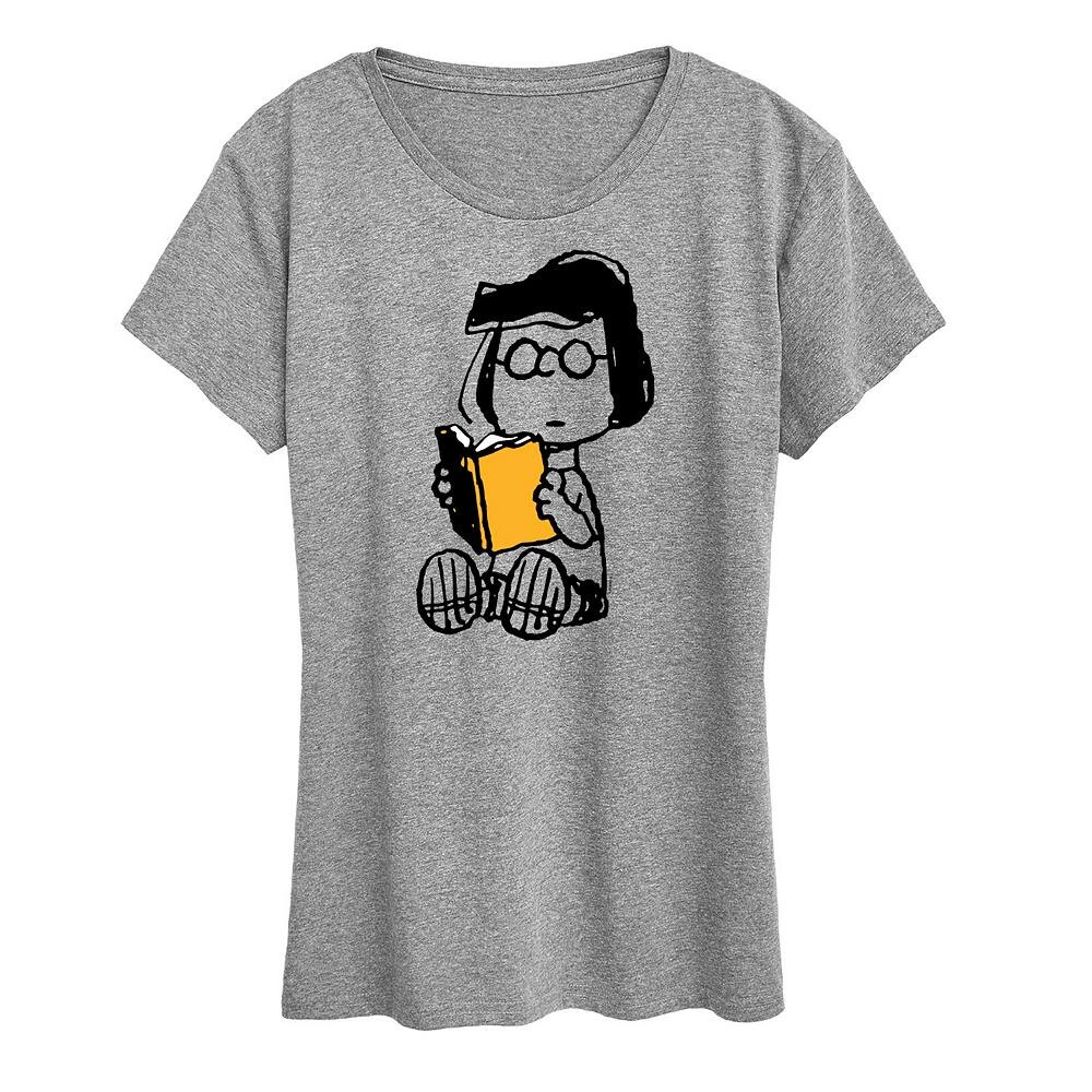 

Женская футболка с рисунком Peanuts Marcie Reading Licensed Character, цвет Heather Gray