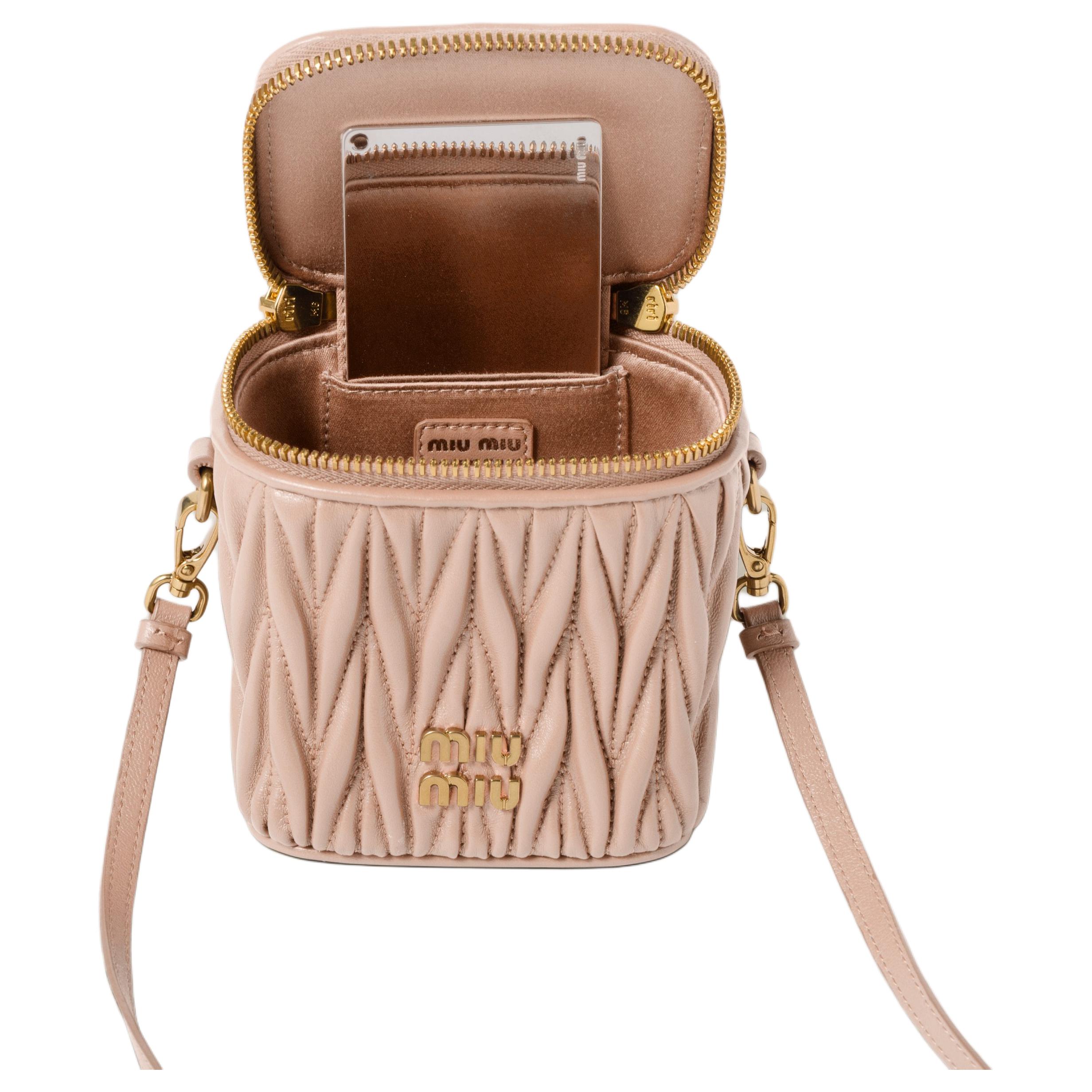 MIU MIU Matelassé Sheepskin Crossbody Bag Extra Mini Women's Nude Pink — фото 3