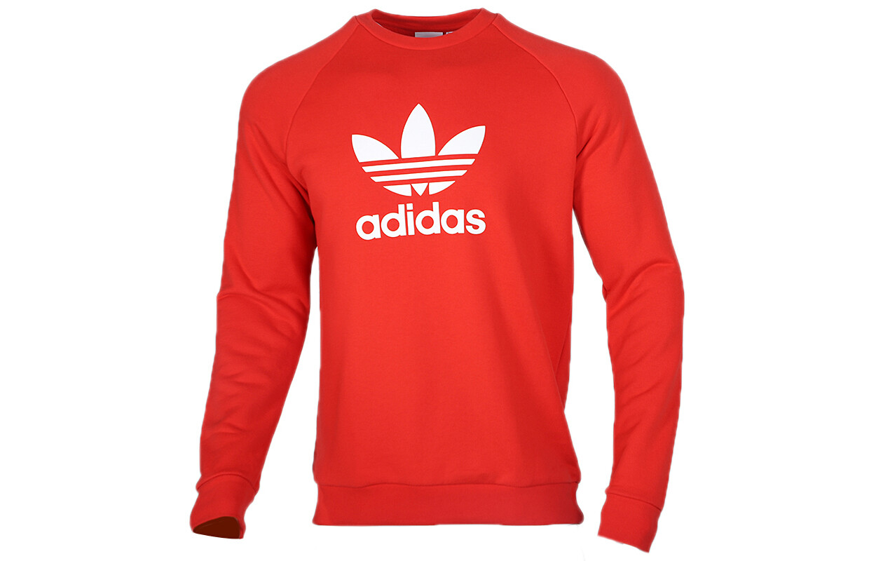 Толстовка с трилистником мужская красная Adidas Originals, красный — фото 3