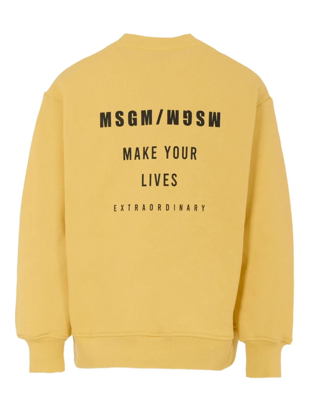 Хлопковая толстовка с круглым вырезом MSGM Kids, желтый — фото 2