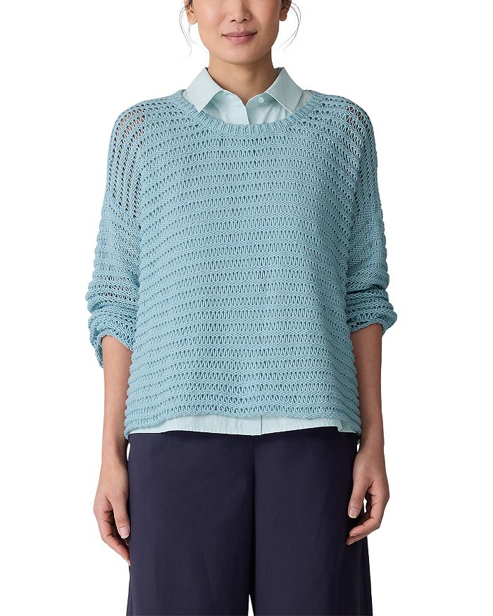 

Свитер с круглым вырезом из кордной пряжи Eileen Fisher, синий