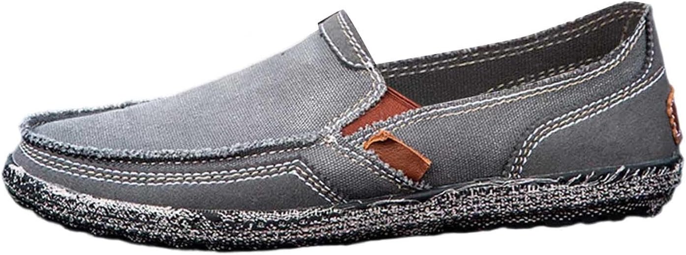 

Мужские повседневные лоферы из холщовой ткани, дышащие, удобные, на плоской подошве, легкие, модные, для ежедневной носки Generic, серый