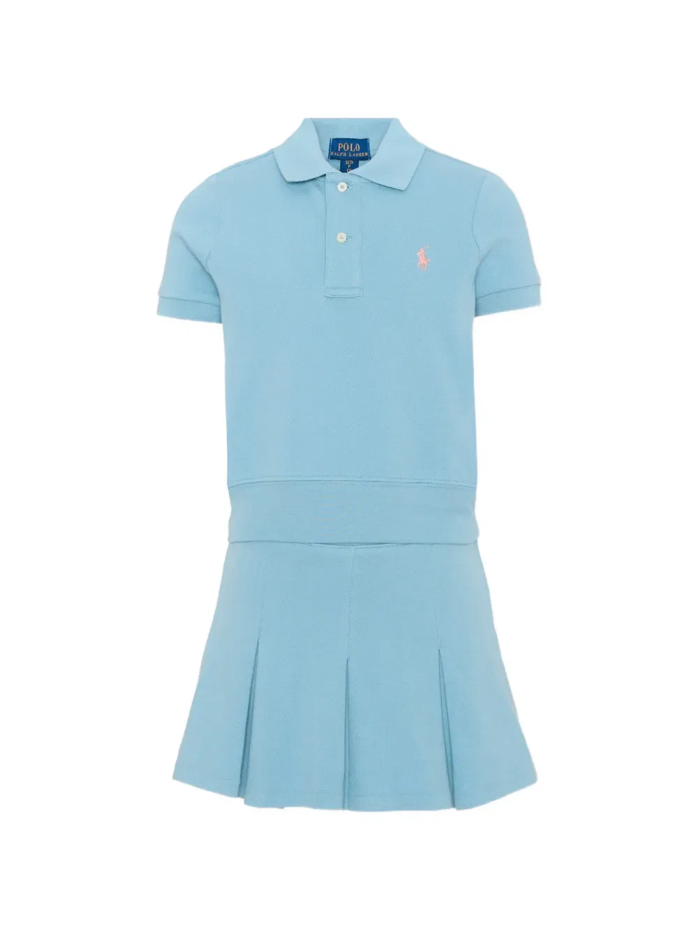 Мини-Платье из плиссированного пике Polo Ralph Lauren Kids, синий