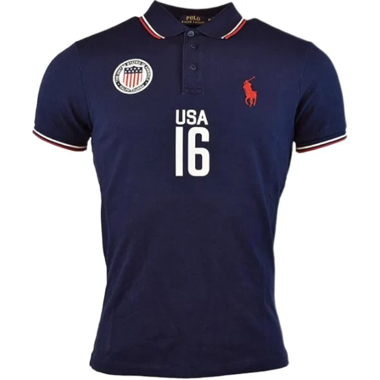 Поло Polo Ralph Lauren Custom Slim Fit синее