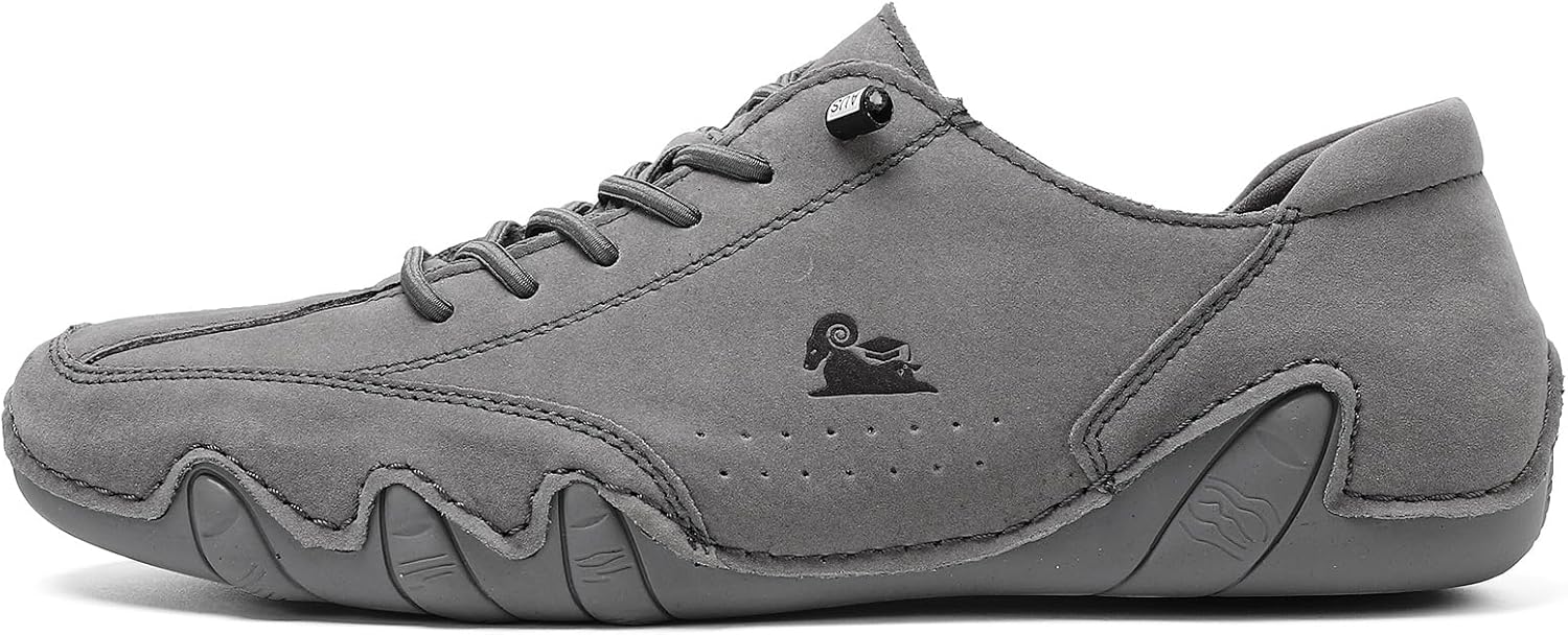 

Мужские повседневные кожаные модные кроссовки с ботинками до щиколотки, без шнурков, с противоскользящей подошвой, дышащие, высокие ботинки для походов Generic, серый