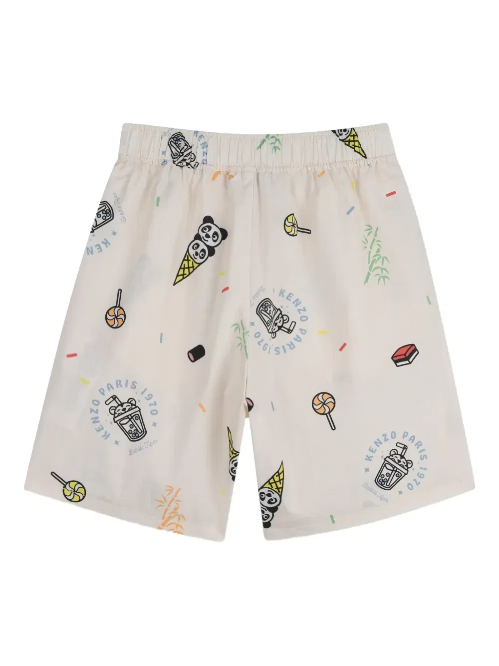 Шорты-бермуды с графичным принтом Kenzo Kids, бежевый — фото 2