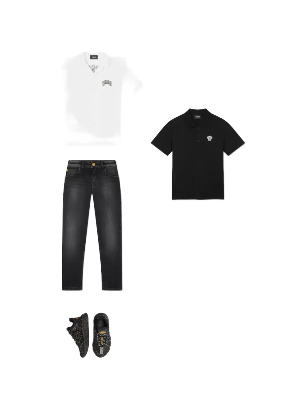 Рубашка с принтом-логотипом Versace Kids, белый