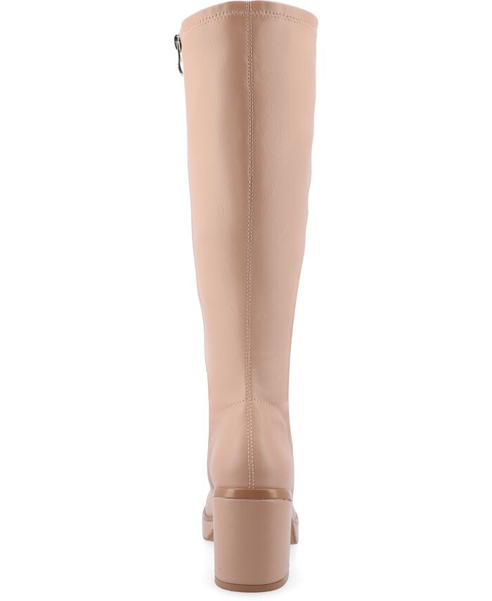 Женские сапоги Alondra Tru Comfort из пеноматериала, широкой ширины, на платформе, с квадратным носком, стандартные ботинки до середины икры Journee Collection, фиолетовый — фото 3