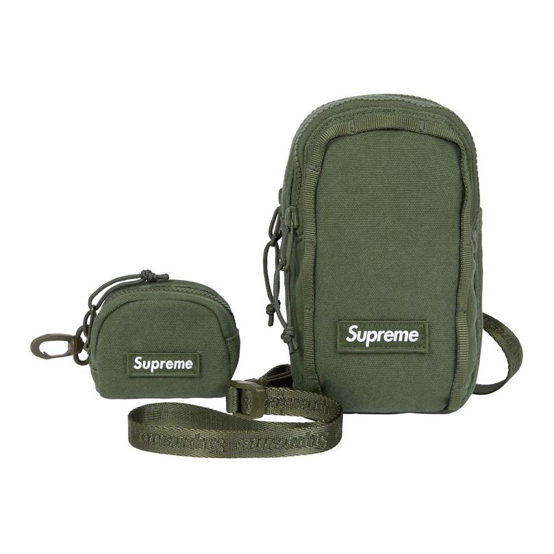 

Supreme Сумка через плечо из холста унисекс оливкового цвета с кошельком, Olive Green