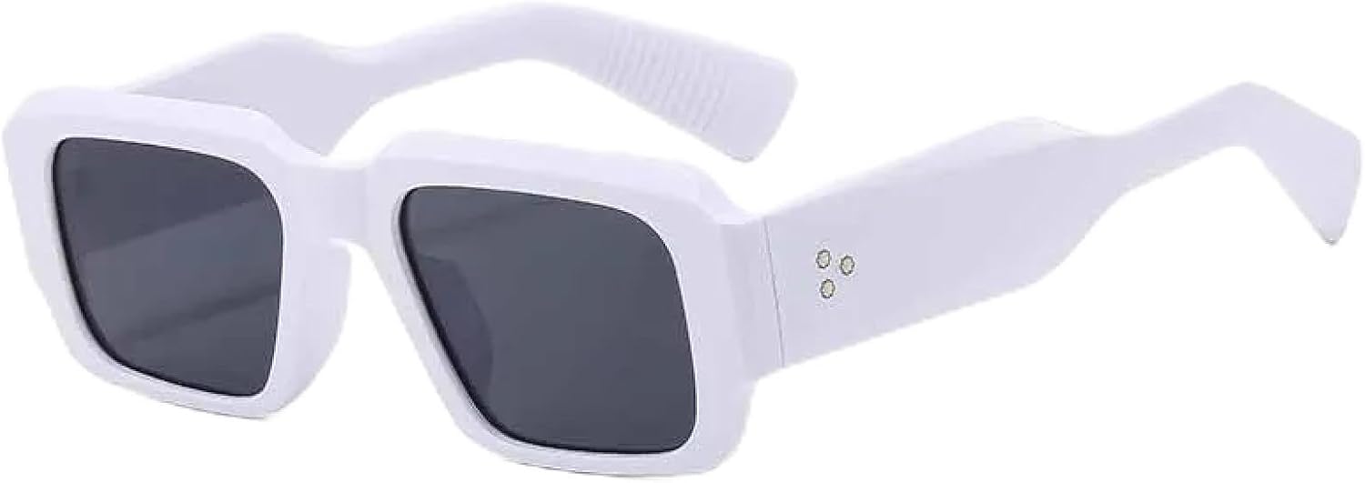 

Модные винтажные классические солнцезащитные очки с заклепками для женщин и мужчин, трендовые, роскошные, летние, для путешествий и вождения, солнцезащитные очки UV400 TKKTLLT, White Gray