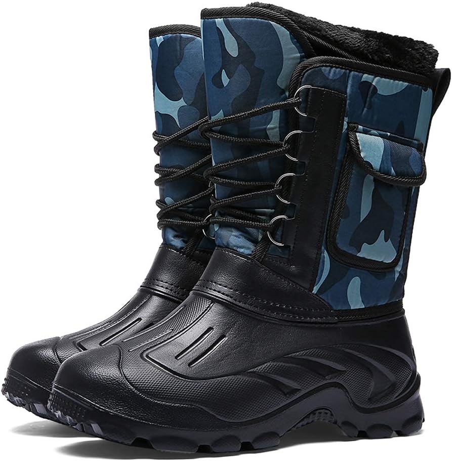

Мужские зимние ботинки ILINXUAN для снега с хлопком, для походов на улице, высокие водонепроницаемые и плюшевые теплые многофункциональные снежные ботинки, синий