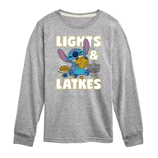 

Футболка с длинным рукавом для мальчиков 8-20 лет «Лило и Стич» с принтом «Огни и латкес» Disney, серый