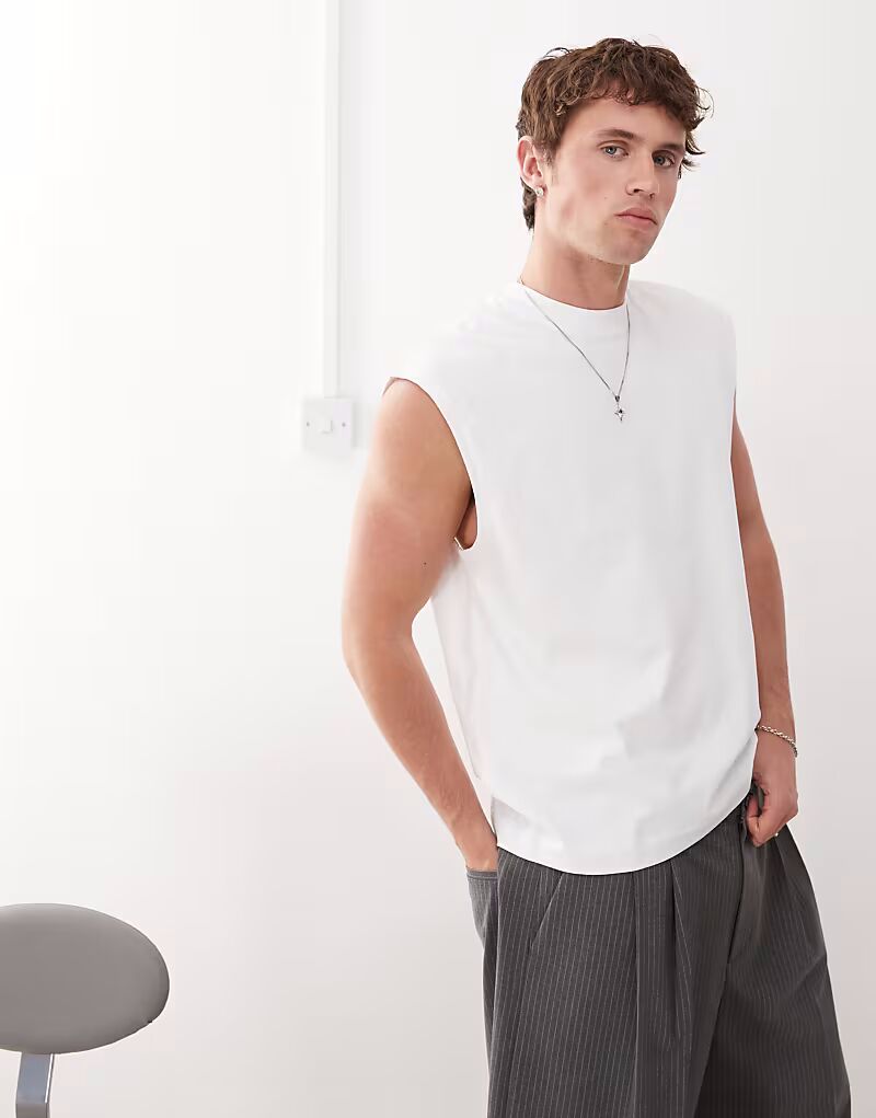 

Футболка без рукавов свободного покроя белого цвета Weekday