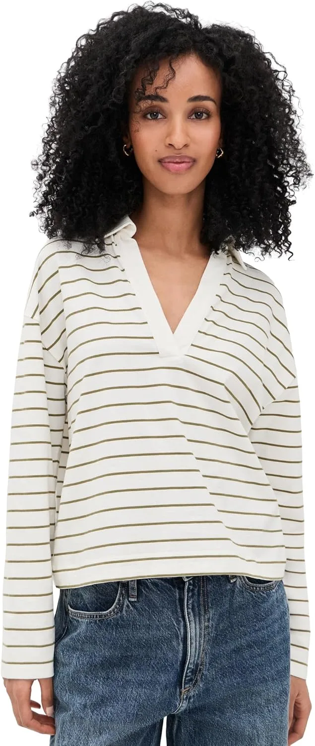 

Vince Женская полосатая поло с длинными рукавами