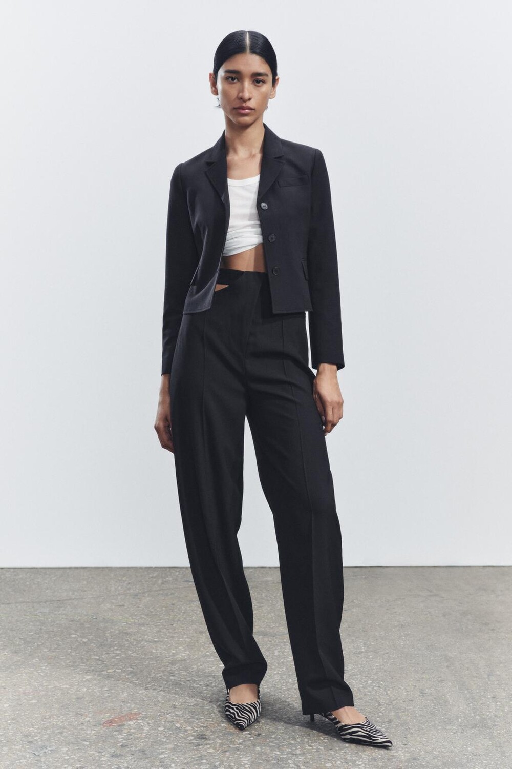 

Туфли с открытым носком и принтом животных ZARA, цвет zebra