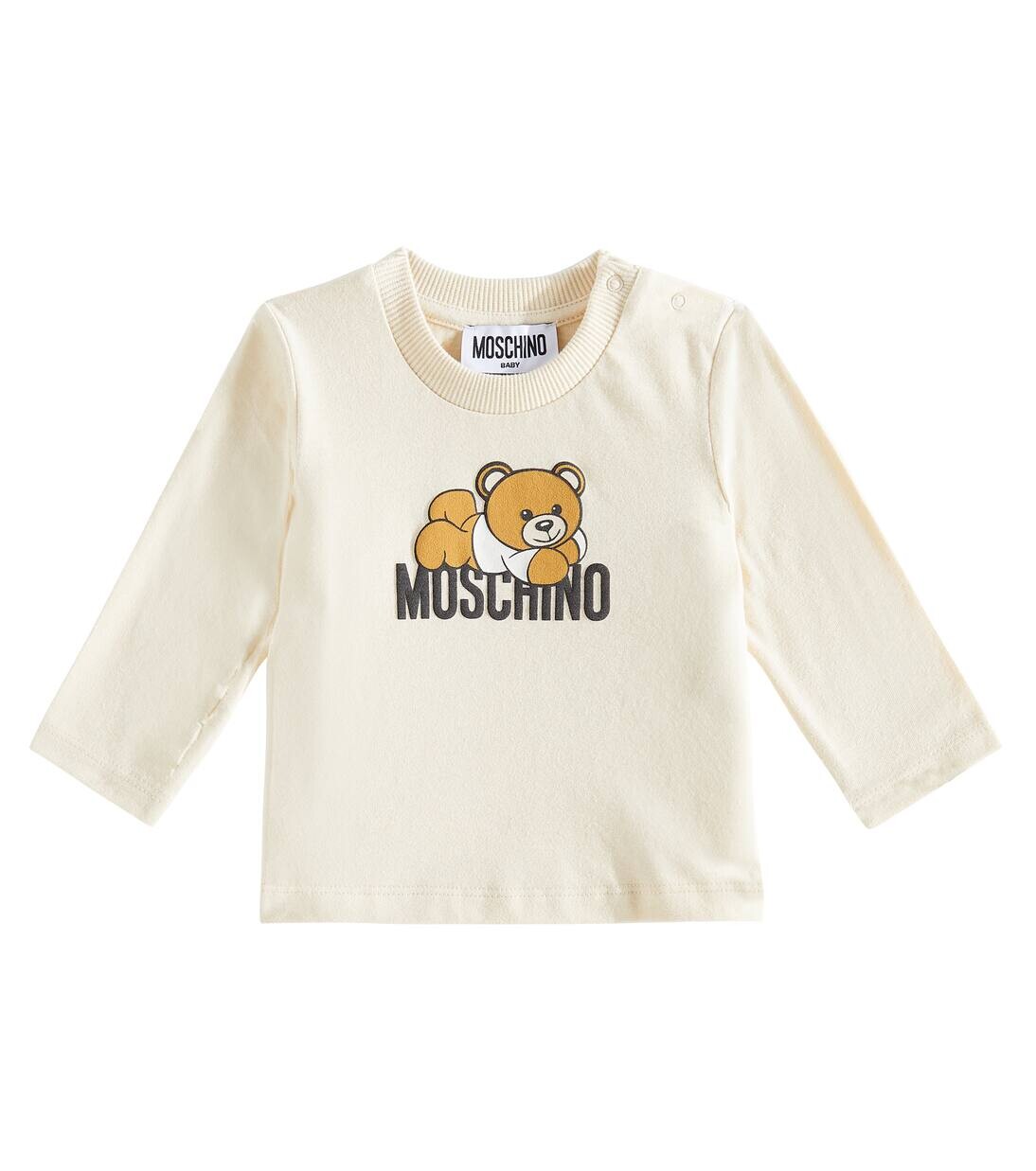 

Футболка из хлопка с принтом для малышей Moschino Kids, бежевый