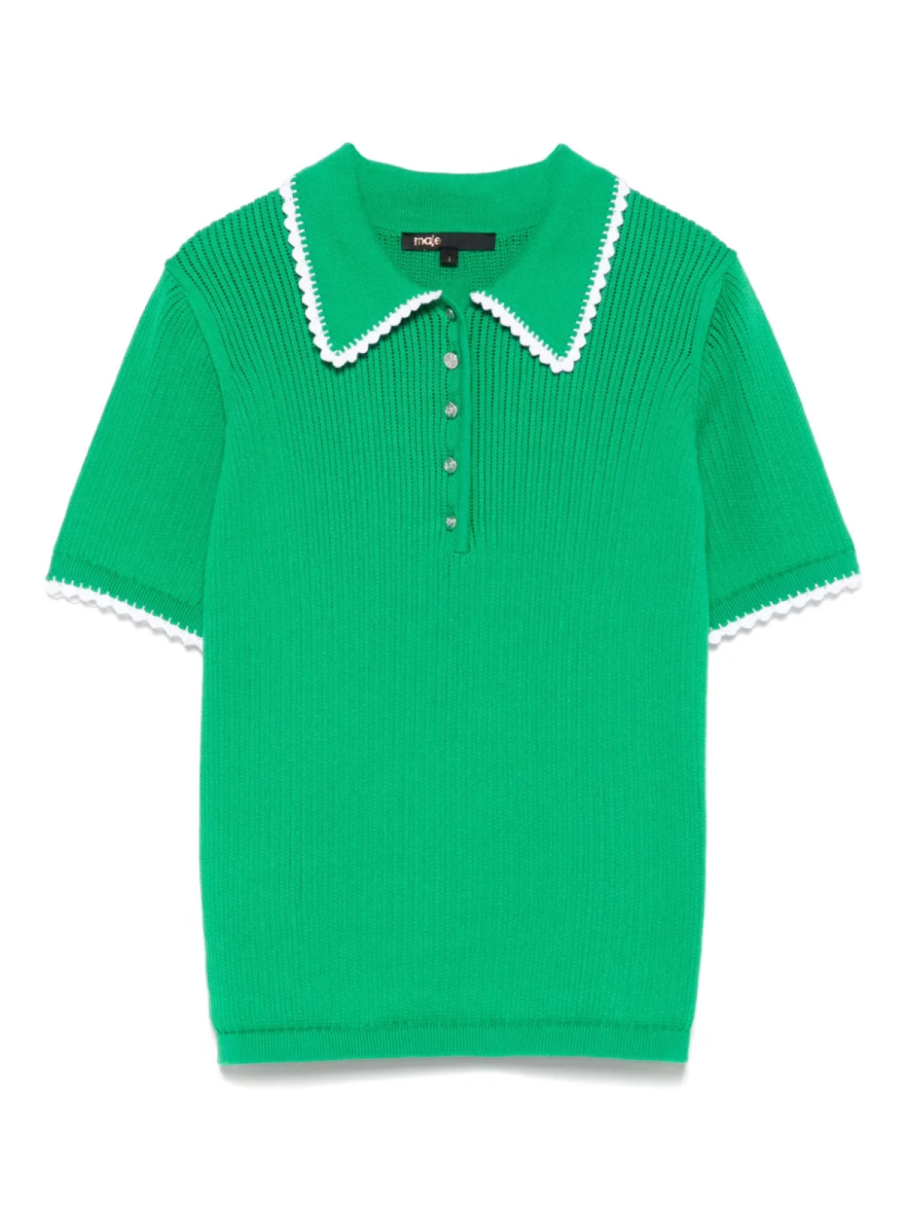 

Рубашка-поло Maje pointelle-knit crochet polo top, зеленый