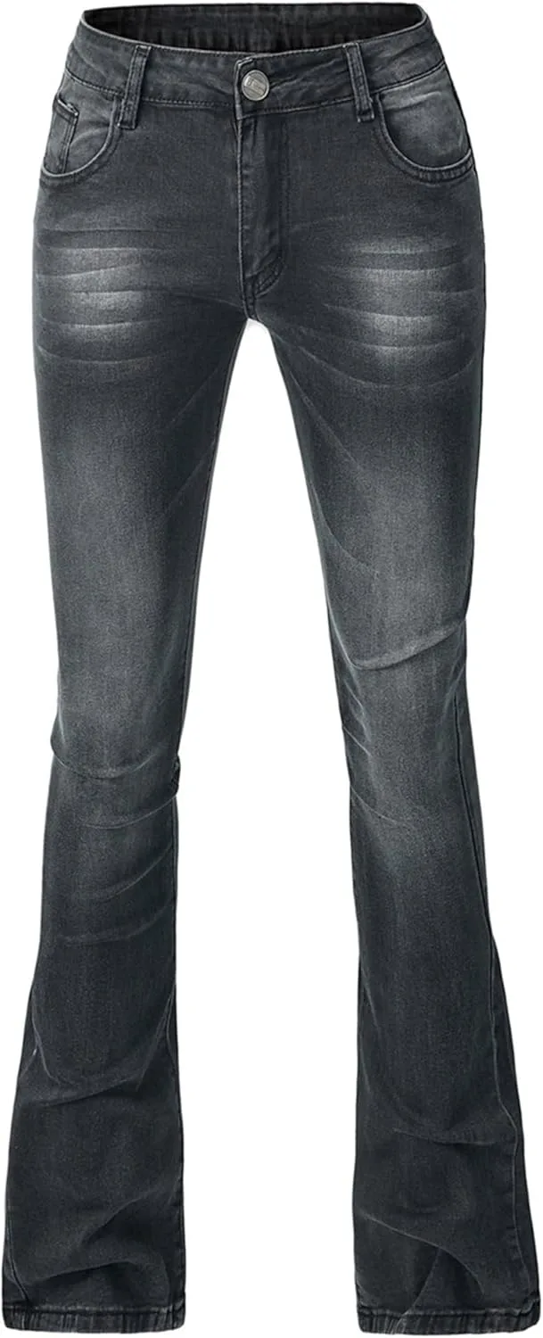 Andongnywell Flare Bell Bottom для женщин джинсы High-Waist Wide-Leg Bootcut
