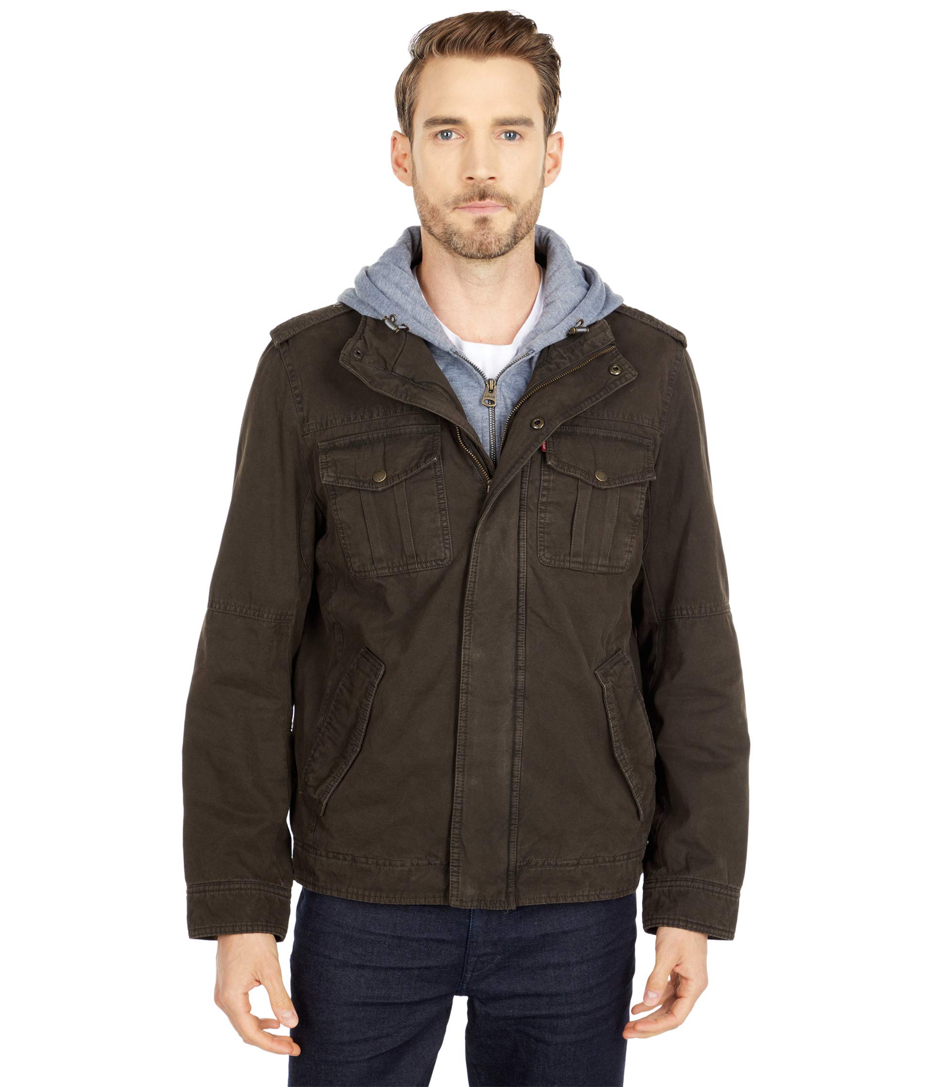 

Худи Levi's Two-Pocket Hoodie With Zip Out Jersey Bib/Hood And Sherpa Lining, Dark BrownSee Less