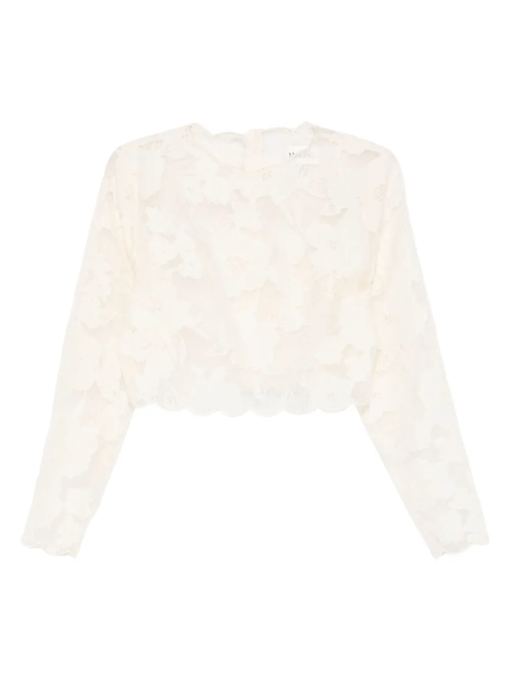 

Топ с цветочным узором и волнистым краем Malina, нейтральный