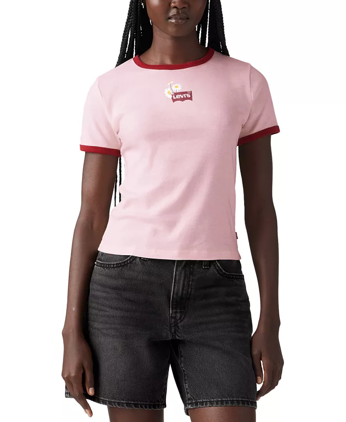 

Женская хлопковая футболка Rickie с контрастной окантовкой и принтом Levi's, фиолетовый