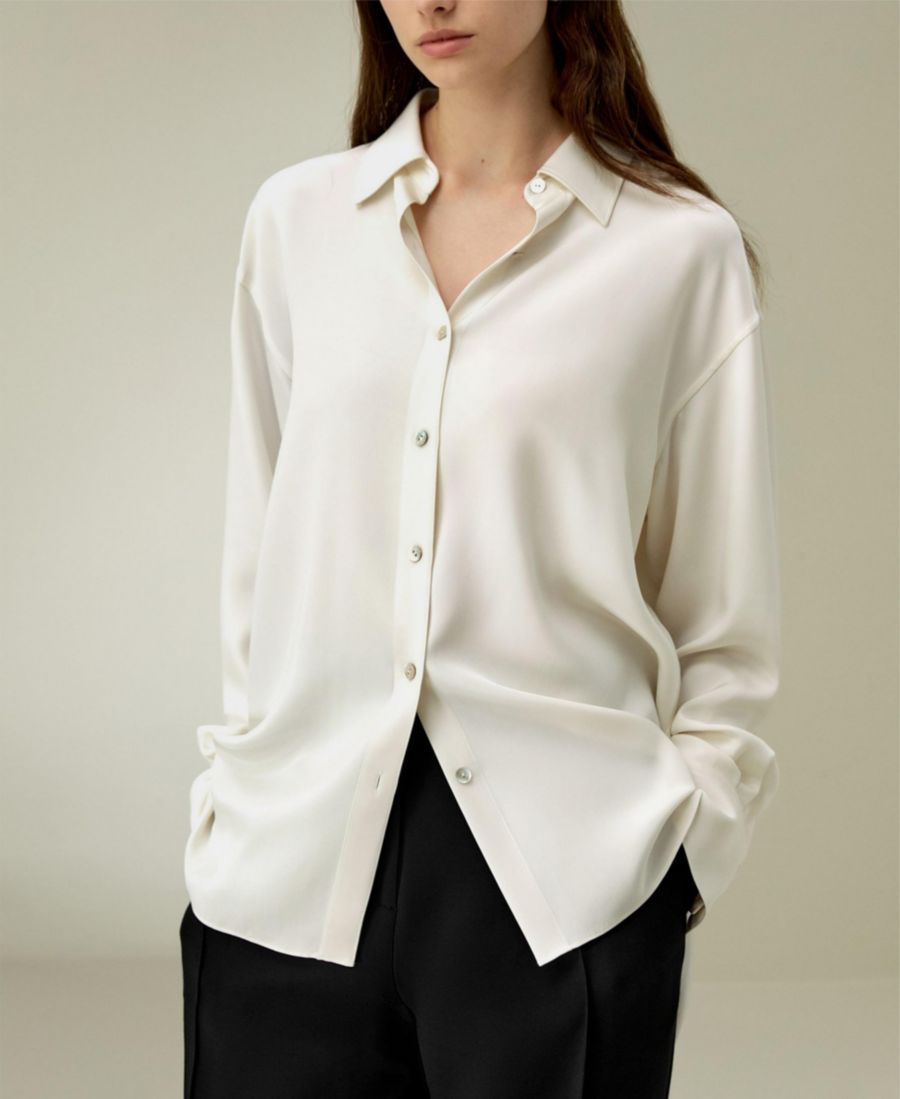 

Женская шелковая рубашка свободного кроя The One LILYSILK, Natural white