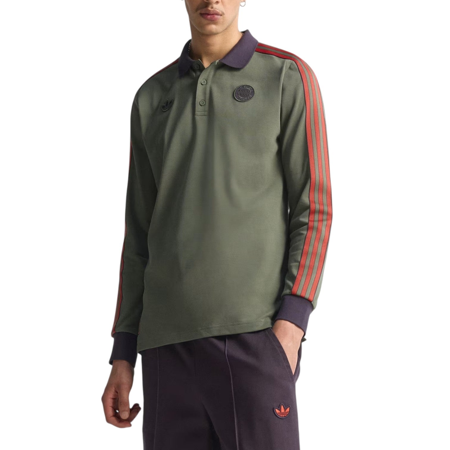 Поло adidas FC Bayern Terrace Icon Long Sleeve Polo Shirt 'Base Green' — фото 2