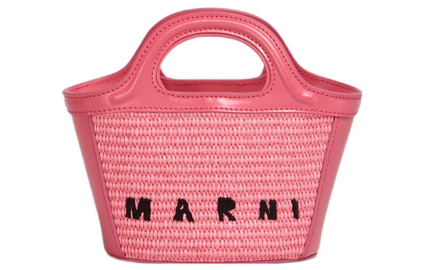 

Tropicalia Raffia Fabric With Leather ведерко через плечо на одно плечо мини женская сумка розовая MARNI, Set (Bag+Dust Bag)