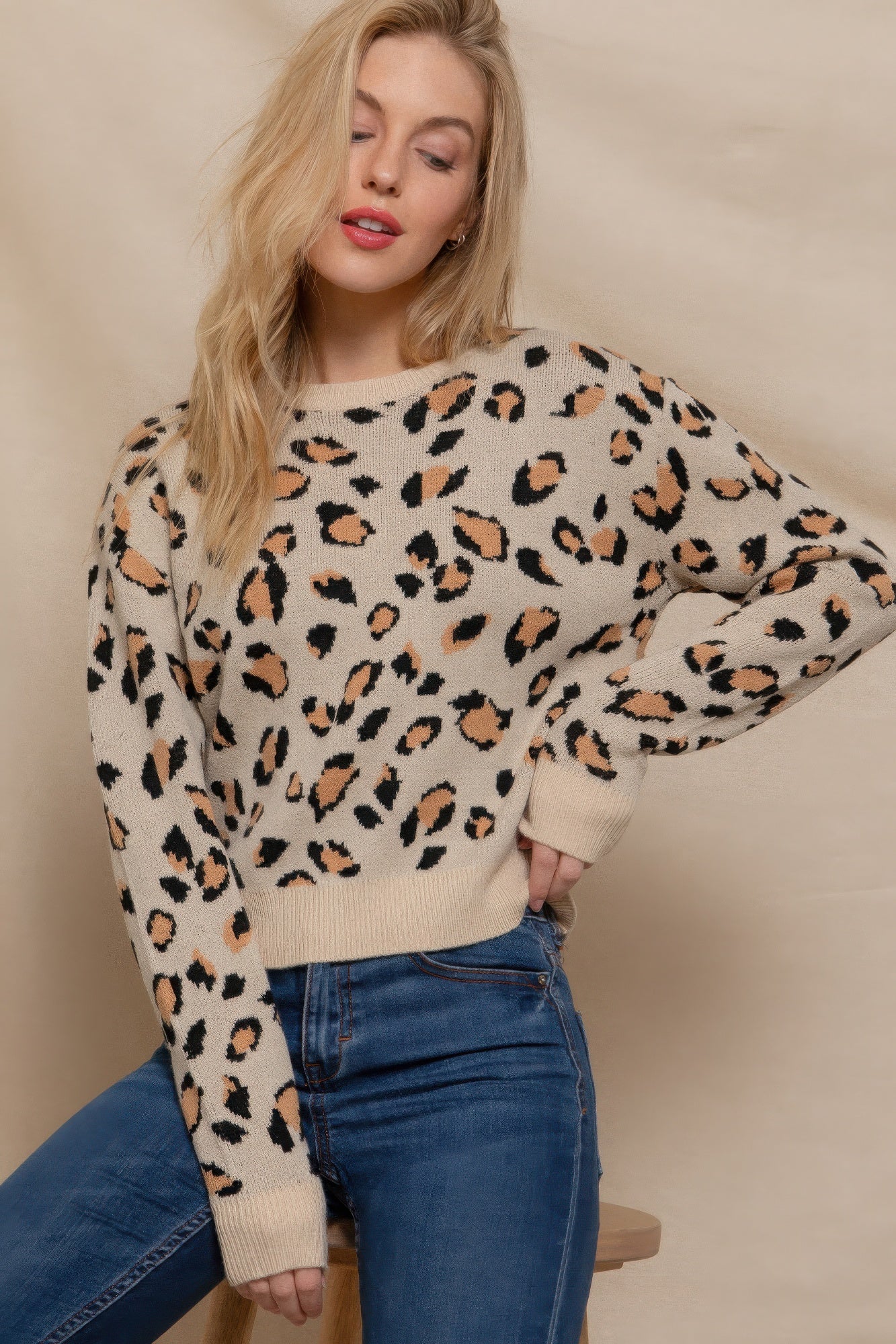 

Длинный свитер Slv Animal Jacquard FASHNZFAB, бежевый/коричневый