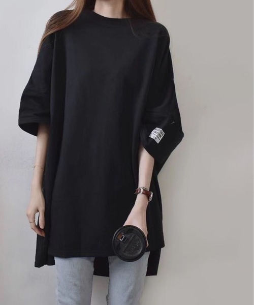 

Футболка длинная свободного кроя BLANC FICELLE, черная