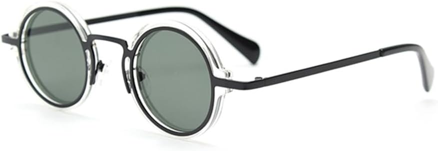 

поляризованные солнцезащитные очки в стиле ретро для женщин, панк-стиль, металлические круглые солнцезащитные очки, винтажные мужские, леопардовый принт, зеленый, UV400 generic, Clear Black Green