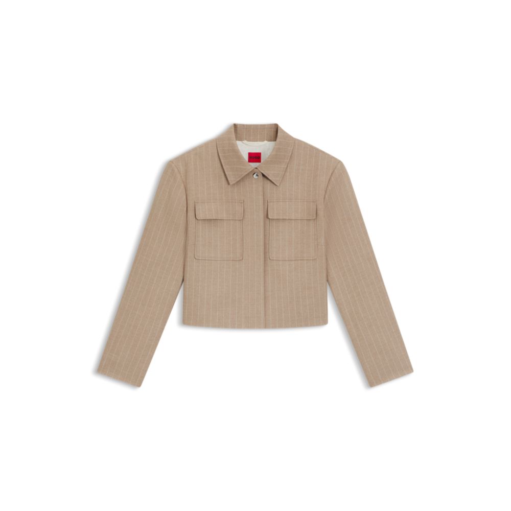 

Свободный жакет из фланели в тонкую полоску Hugo, бежевый